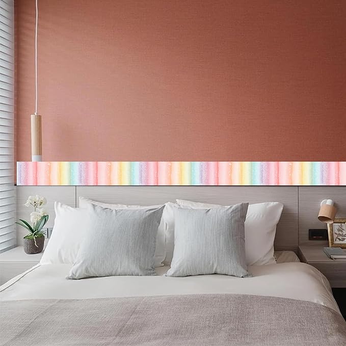 HOMETITUTE Wallpaper Border Peel and Stick Wall Border Rainbow Stripe