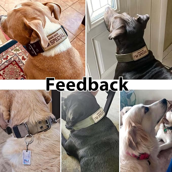 Tactical Dog Collar Military Adjustable Dog Collars Soft Nylon Training Collar with Patch Heavy Duty Metal Buckle Collars for Medium Large Dogs (Light Pink, XL)