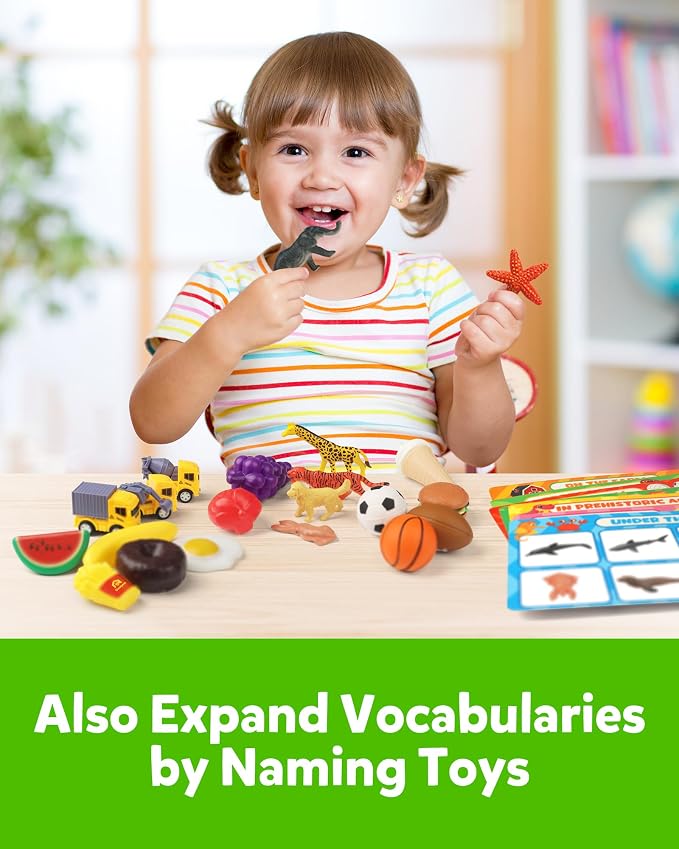 Coogam Sorting Toy for Toddlers, Animals Dinosaurs Fruits Vehicles Foods Fishes Balls Farm Playset, Fine Motor Montessori Game Preschool Educational Learning Gift for Year Old Kids
