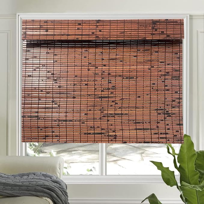 Letau No Drill No Tools Cordless Wood Window Shades Blinds, Bamboo Light
