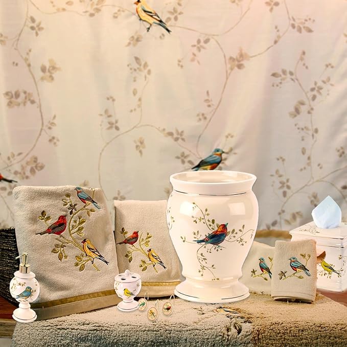 Avanti Linens - Washcloth, Soft & Absorbent, Nature Inspired Bathroom Decor (Gilded Birds Collection)