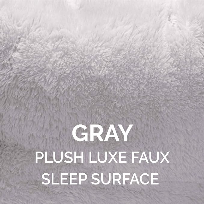 Furhaven 23" Round Self-Warming Pet Bed for Indoor Cats & Medium/Small Dogs, 100% Washable, For Pets Up to 45 lbs - Hi Lo Plush Luxe Faux Fur Cuddler - Gray, Medium