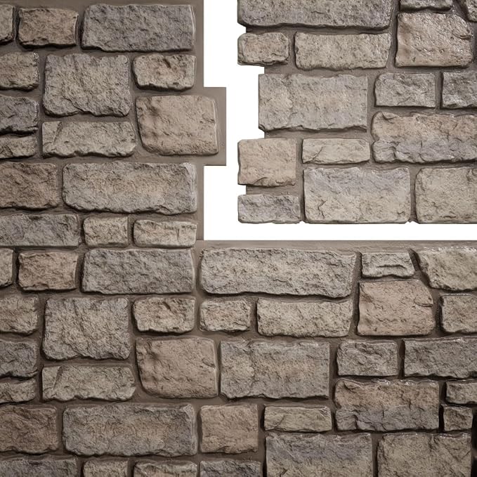 EverStone Cobblestone Faux Stone Panel, Shadow Moss Color