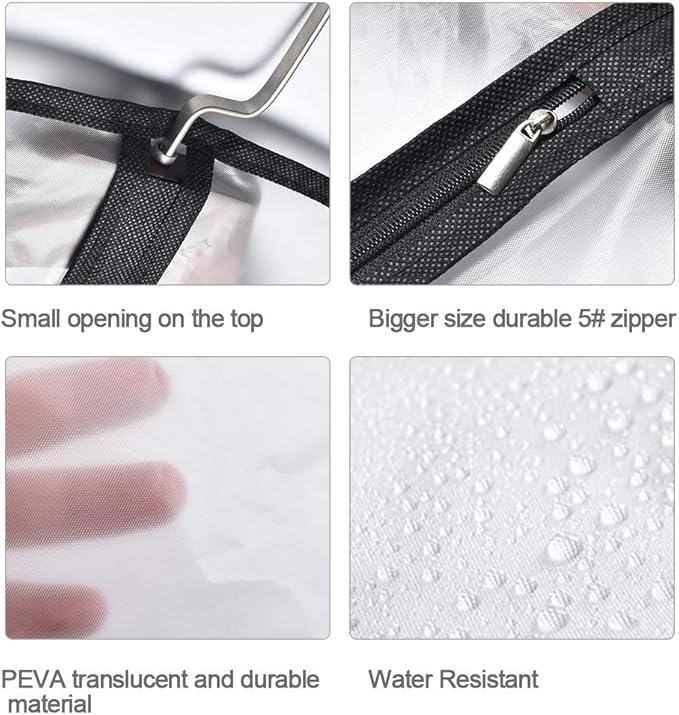 Hanging Garment Bag Suit Bags for Closet Storage (Set of 12) Garment Bags for Hanging Clothes Travel with Zipper for Suit Sweaters Travel Laundry Wardrobe Closet Dust Cover (Black, 24'' x 48'')
