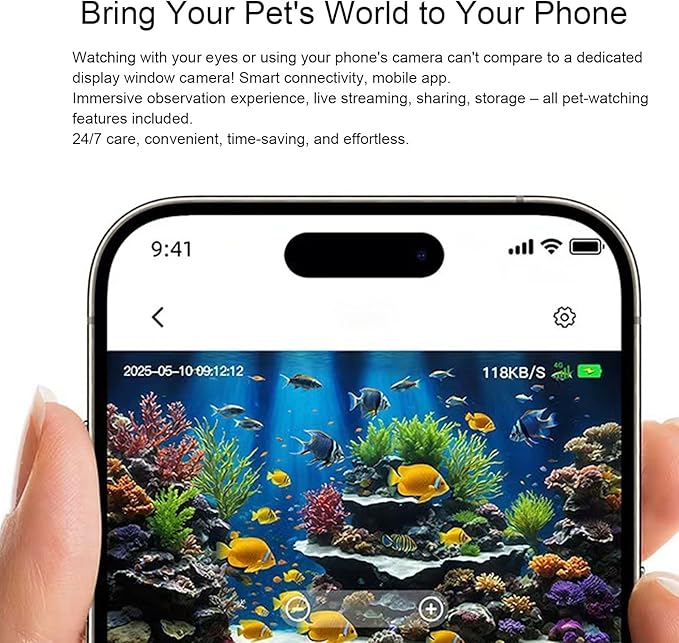 Reptile Aquarium Camera, 2K HD Anti WiFi Fish Tank Terrarium Camera with 140 Wide Angle, AI Motion Detection, for Aquariums, Reptile Enclosures, Breeding Tanks