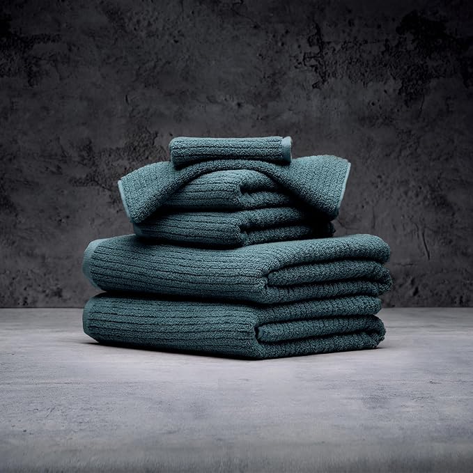 LUXOME Luxury Performance 6-Piece Bath Towel Set | Dual-Loop Design | Ultra Soft | Highly Absorbent | Quick Drying | Ocean