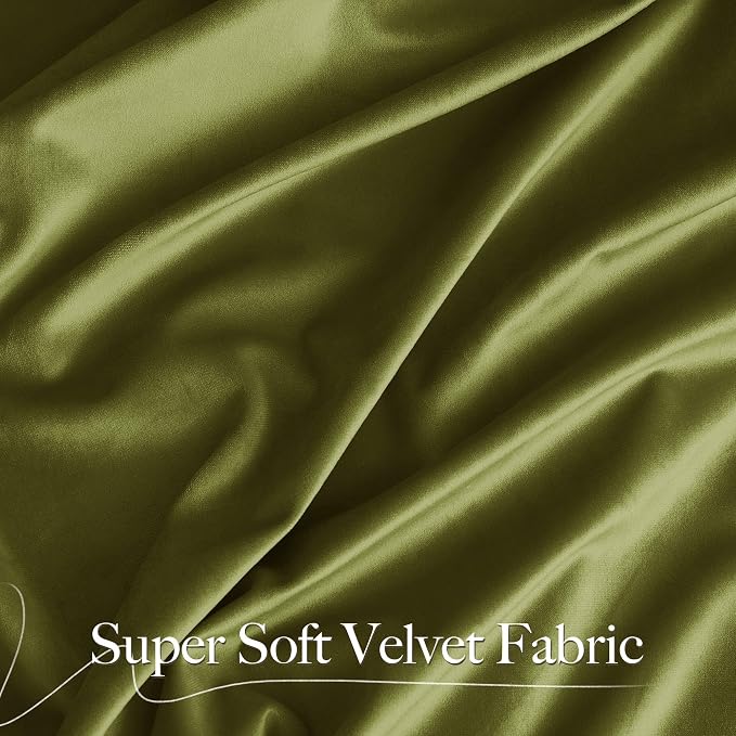 NICETOWN Moss Green Velvet Drapes 120 inch Long