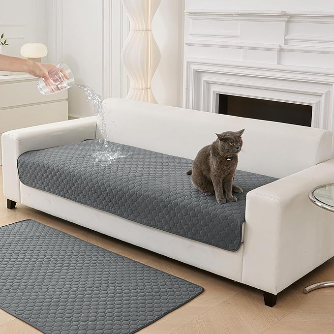 Waterproof Dog Couch Cover Protector Absorbent Quick Dry Non Slip Sofa Cover for Dogs Washable Pet Bed Couch Cover (Grey,28"x39")