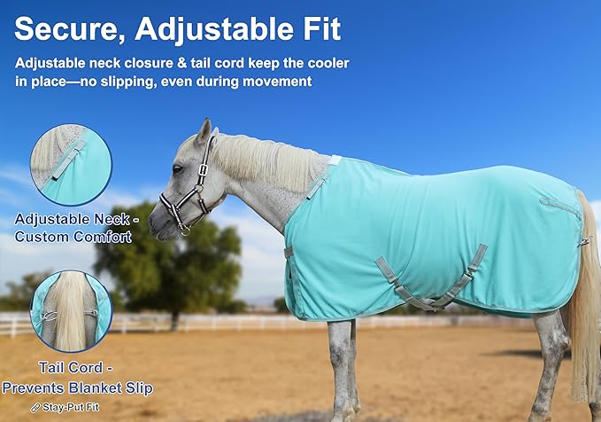 Horse Fleece Cooler, Blanket Liner - 300g Anti-Pilling Fleece, Moisture-Wicking, Cooling & Drying for Post-Workout, Bath & Travel, Prevent Overheating & Chilling Mintgreen 84