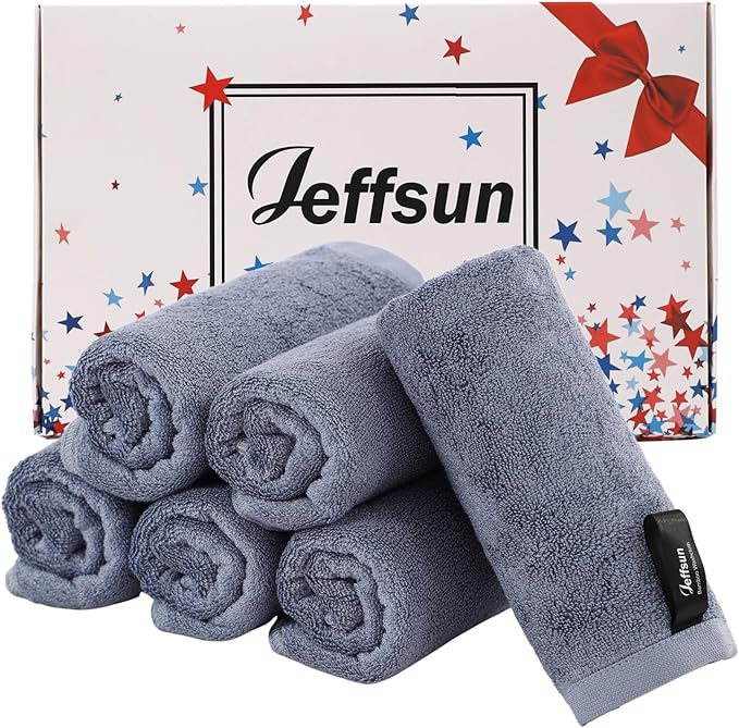 Reusable Makeup Remover Towels, Super Soft and Gentle Face Towels on Sensitive Skin, 13x13 inch Extra Large Wash Cloths for Face and Body, Easy to Clean Fast Dry Denim Blue Facial Cleaning Cloths