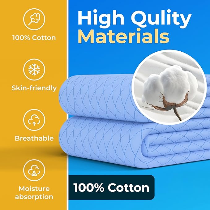 GREEN LIFESTYLE Washable Underpads - Large Bed Pads for use as Incontinence Bed Pads, Reusable Pet Pads, Great for Dogs, Cats, Bunny, Seniors Bed Pad (Pack of 4 - 34x36)