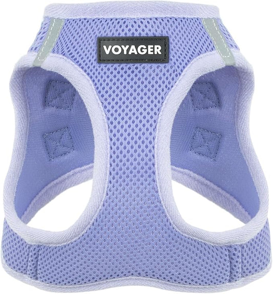 Best Pet Supplies Voyager Step-in Air Harness - All Weather Mesh, Reflective, No Pull Harness for Dogs, Cats - Secure with Hook & Loop Fastener, Buckle, Double D-Rings - Lavender, XXS