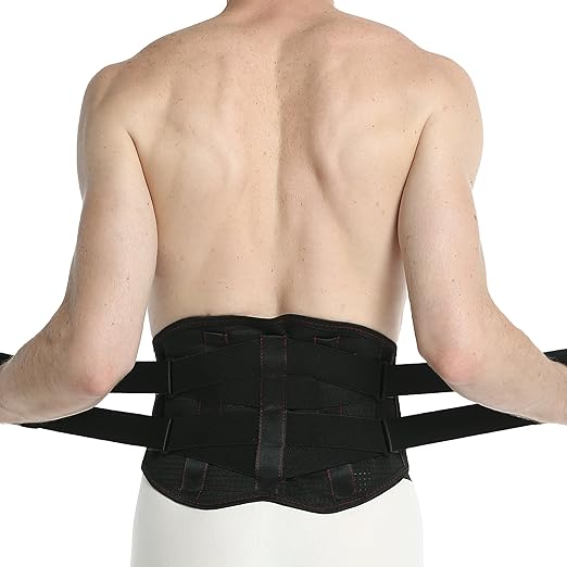 NeoTech Care Back Support Belt - Breathable & Adjustable Lower Back Brace - Double Pull Compression Straps (Black, Size M)