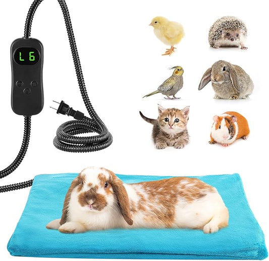 ANPHSIN Pet Heating Pad for Small Animal - Fire Retardant Heated Pad with Overload Protection Anti Chew Cord for Puppy Kittens Chicks Rabbits Ferrets Hedgehogs Outdoor Indoor 15.7 x 12 Inches