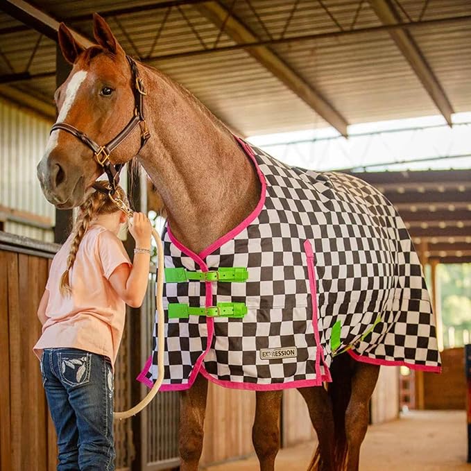 Jeffers Expression 1200 Denier Standard Neck Turnout Sheet, Skater Cowgirl, 84"- Waterproof, Breathable Horse Sheet with 0g Polyfill, No Insulation - Ideal Protection for Wind & Rain, Light Weight