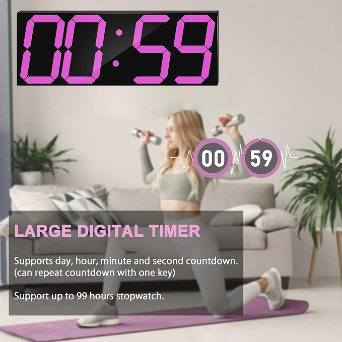 CHKOSDA LED Large Digital Wall Clock, Oversize Wall Clock