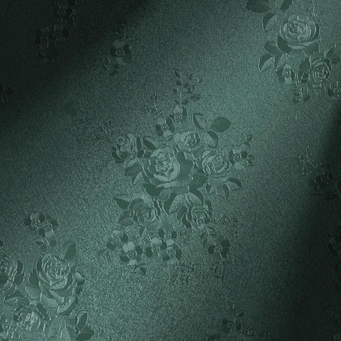 Erfoni 394"x17.7" Dark Green Floral Embossed Wallpaper