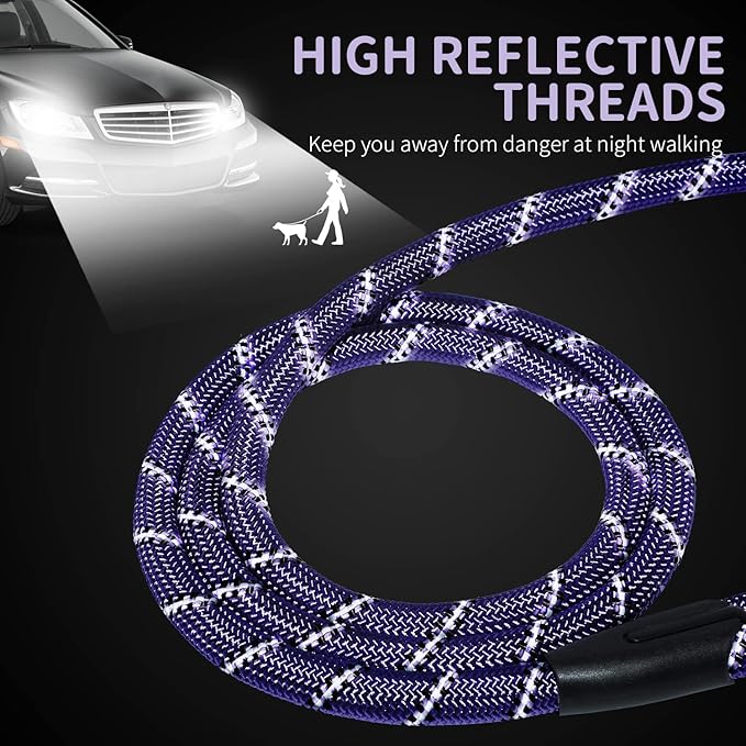 Long Dog Leash for Training 20Ft-Reflective Nylon Rope with Swivel Hook-Recall Agility Lead for Large Small Medium Dogs Outside Walking Hiking-Purple
