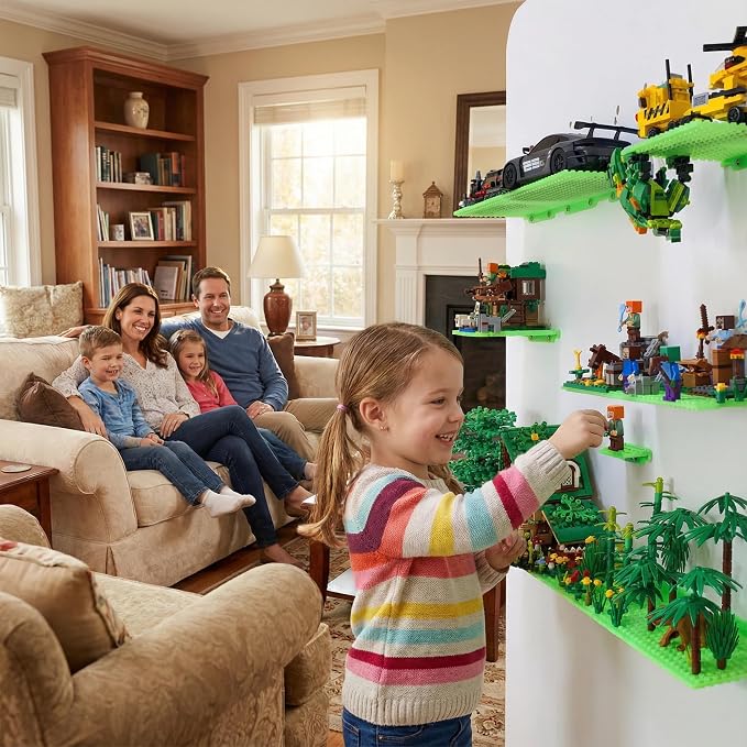 12 Wall Display Shelf for Lego Bricks, 4x5 inch Dual-Sided Floating Shelves