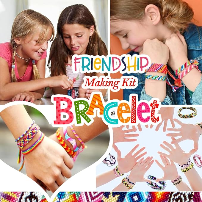 Friendship Bracelet Making Kit toys ,ages for 8 9 10 11 12 Year Old Girls, Kids Travel Activity Set,diy kit,Arts and Crafts Bracelets String Maker Kit ,Christmas Birthday Gifts (Lemon yellow-green)