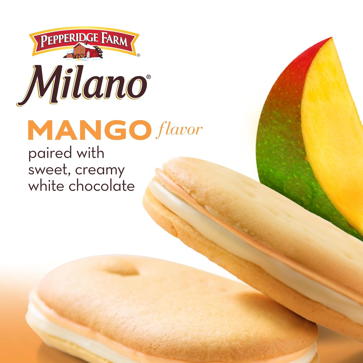 Pepperidge Farm Milano White Chocolate Mango Flavored Cookies, 7 Oz Bag