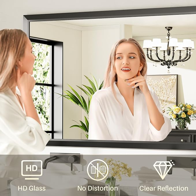 Briivue 72x32 Inch Black Bathroom Mirror