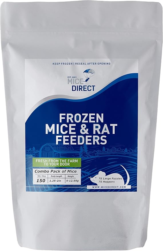MiceDirect Frozen Mice Combo Pack 75 Fuzzies & 75 Hoppers Frozen Reptile & Snake Food (150 Count)