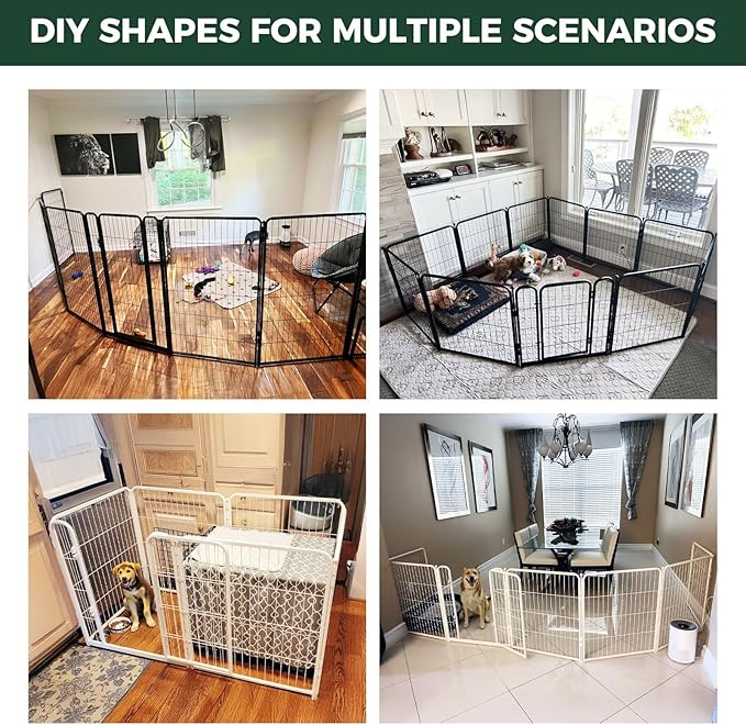 FXW Homeplus Unleashed Indoor Dog Playpen - Stress-Free and Safe Play, Heavy Duty 32 Inch 12 Panels Dog Pen for Small and Medium Dogs, White│Patented