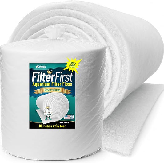 Aquatic Experts Aquarium Filter Floss for Fish Tank Filters - FilterFirst Aquarium Filter Pad - Media Roll for Crystal Clear Water, 3/4" - 1" Thick (18 Inch Wide, 24 Feet Long)