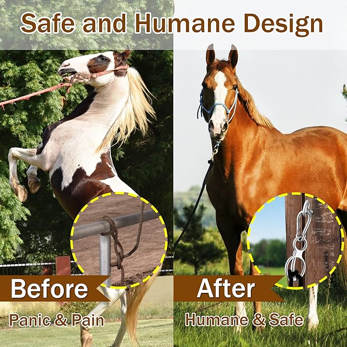 3PCS Horse Tie Ring, Safe Tie Horse Supplies, Humane Way Tie Ring, Magnetic Ring for Tying and Retracting, Helps Horse Pull Back and Releases Stress from The Horse