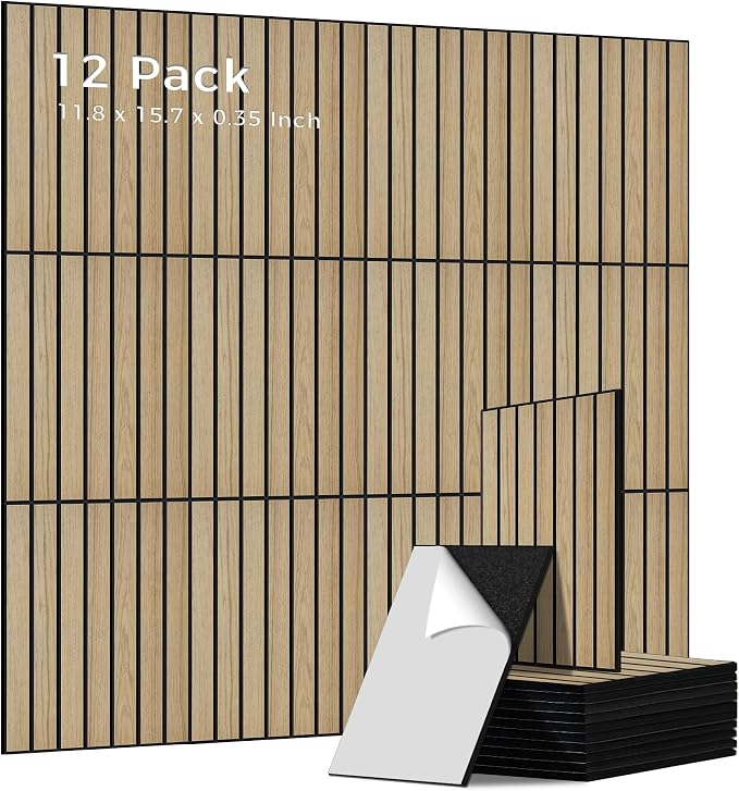 12 Pack PVC Wood Panels for Wall, 11.8 x 15.7 x 0.35 Inch Sound Absorbing Panels