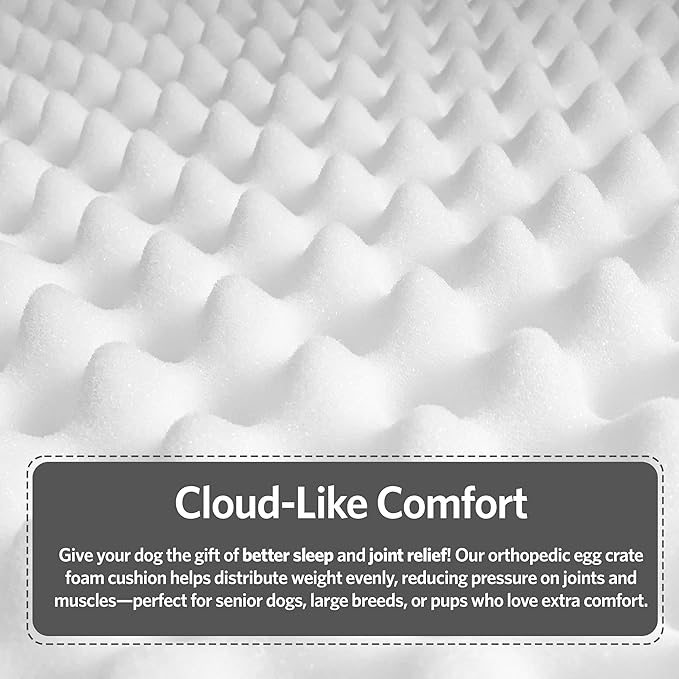 MidWest Homes for Pets Orthoperdic Egg-Crate Nesting Pet Bed w/ Teflon Fabric Protector, Large Gray