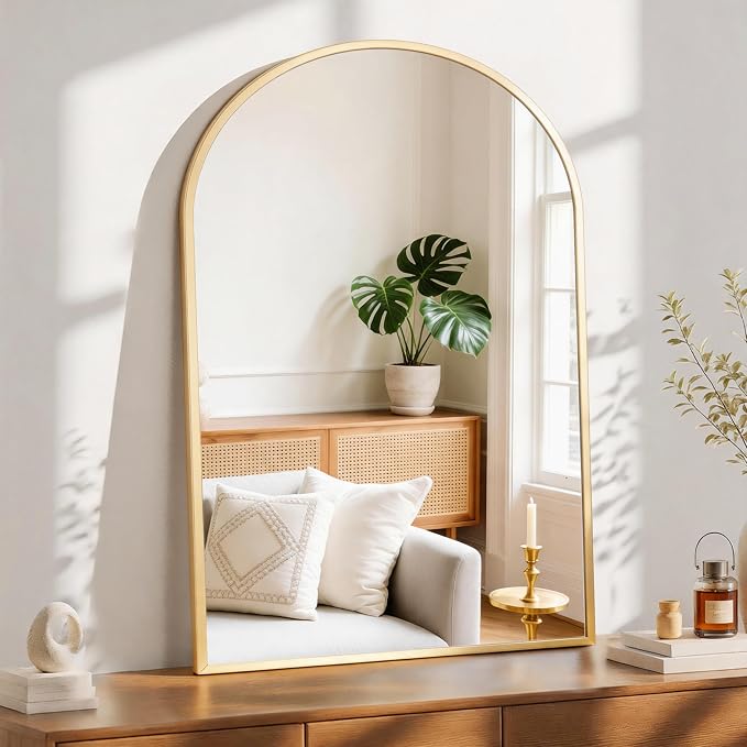 Sweetcrispy 38"x30" Arched Gold Bathroom Mirrors