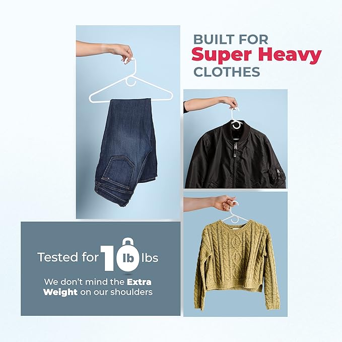 Neaties Super Heavy Duty Clothes Hangers 100 Pack (108 Count) – Made in The USA - 10lb Capacity, Thick Plastic Hangers for Pants, Coats, Jackets, Jeans and Adult Clothing – Pink