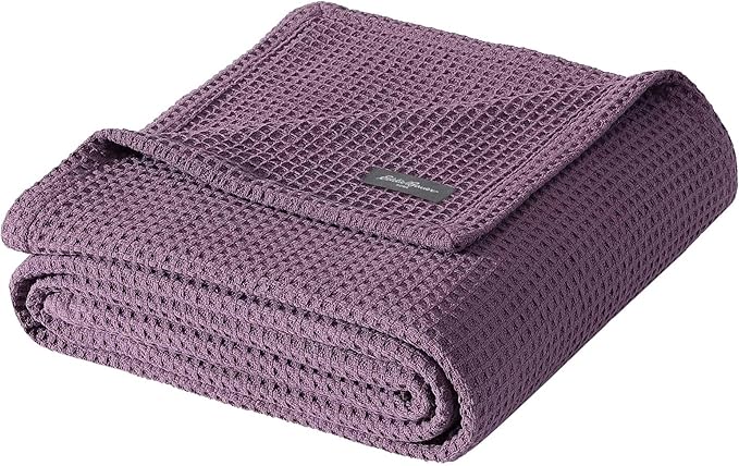 Eddie Bauer - Twin Blanket, Super Soft & Medium Weight, Softens Every Wash (Solid Waffle Purple, Twin)