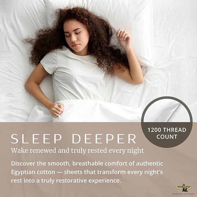 100% Egyptian Cotton Sheets King Size | 1200 Thread Count | CEA Gold Seal Certified | Ultra Soft | Cooling for Hot Sleepers | 18" Deep Pocket | King Size [Grey]