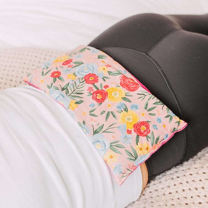 Large Microwave Heating Pad with Flax Seed, Scented or Unscented, Good for Back Pain or Cramps, Moist Heat Therapy or Ice Pack, Microwavable Bean Bag, 6" x 12" (Patchwork, Lavender)