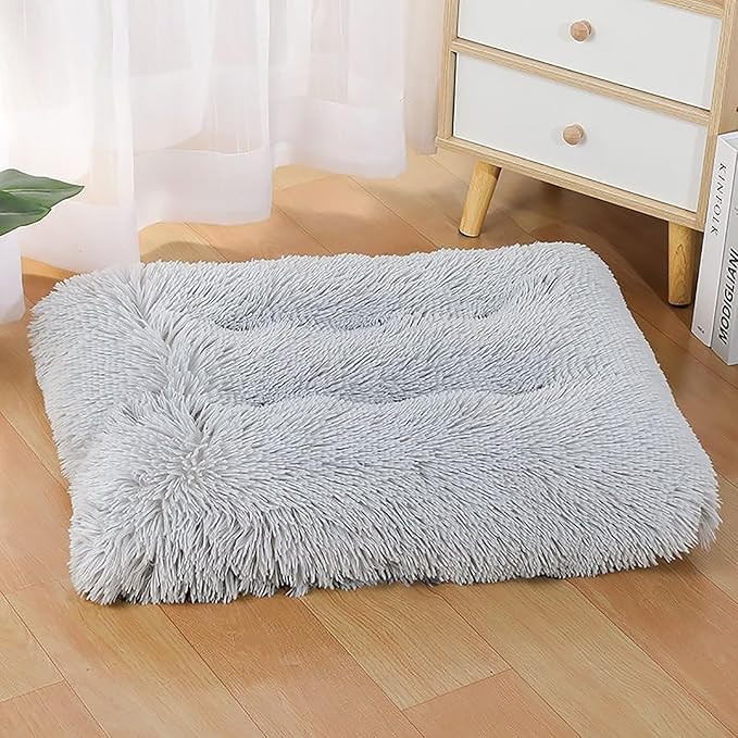 Dog Crate Mat, Dog Bed for Large Dogs, Comfy Fluffy Kennel Pad Anti-Slip for Dog beds & Furniture, Quilted Dog Bed for Pets for Medium/Small Dogs Cats (Color : Gray 2, Size : 36x25)