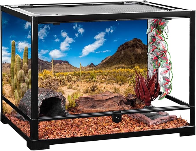 AWERT 48x20 inches Reptile Habitat Background Blue Sky Oasis Cactus Desert Terrarium Background Vinyl
