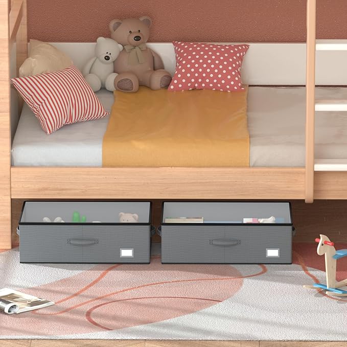 Under Bed Storage with Wheels, No Assemble Required 12 inches height Under Bed Storage bins,Large capacity Rolling Underbed Shoe Storage containers，dorm underbed storage drawers