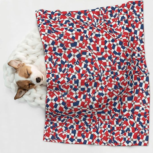Pet Blanket for Couches and Beds, Dominican Republic Flag Wave, Reversible Double Sided Plush Design with Soft Bumpy Texture and Smooth Surface, Furniture Protector