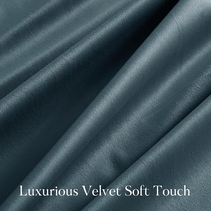 NICETOWN Blue Velvet Curtains 84 inches