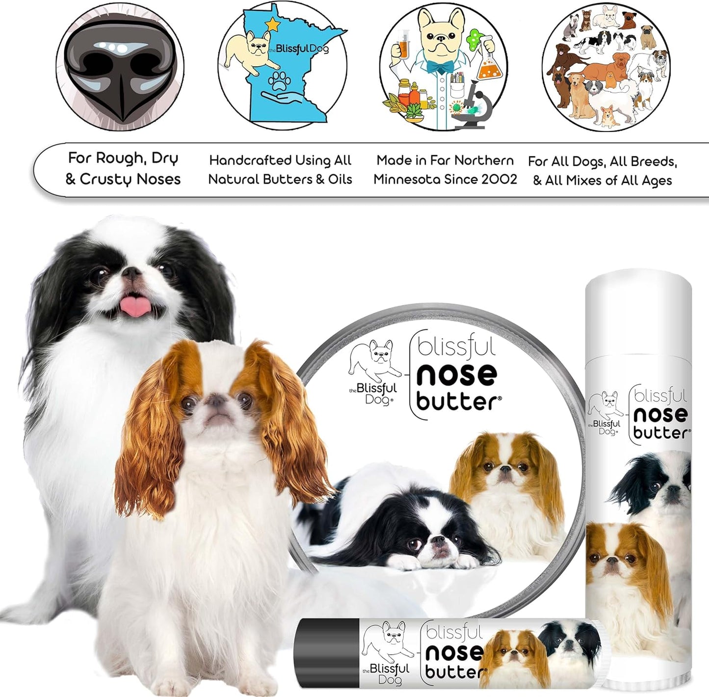 The Blissful Dog Japanese Chin Unscented Nose Butter - Dog Nose Butter, 16 Ounce