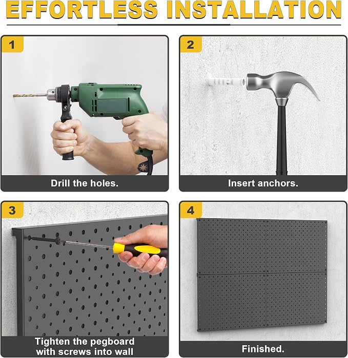 Ultrawall Metal Pegboard Panels, Pegboard Wall Organizer, Garage Tool Storage