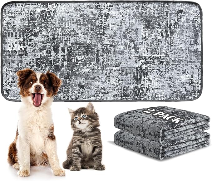 Qeils Washable Pee Pads for Dogs, 2 Pack Reusable Puppy Pads 24"x48" Super Absorbent Leakproof Dog Training Pads, Non-Slip Potty Pads for Gallery, Floor, Couch, Litter Mat Pet Essentials