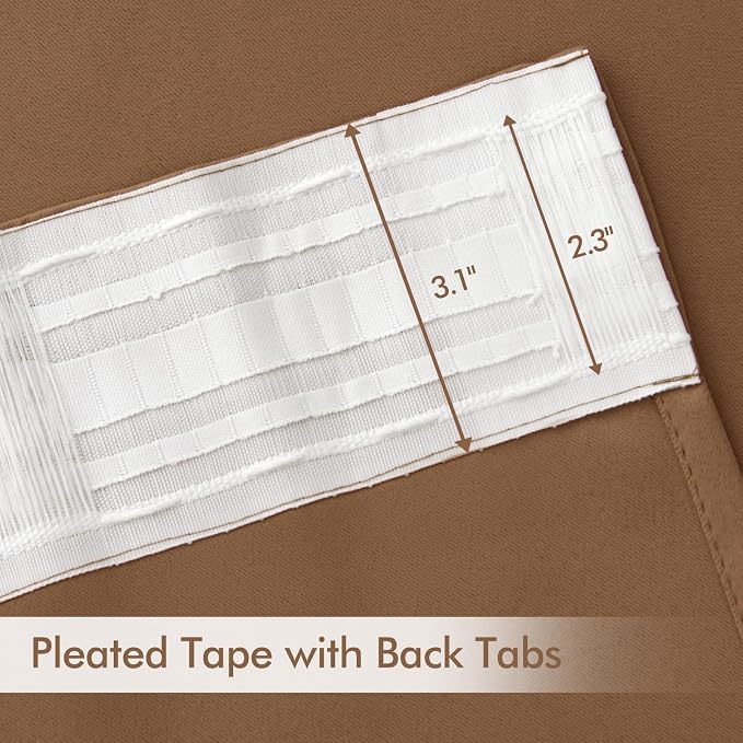 MIULEE Back Tab Blackout Curtains 108 Inch Long 2 Panels Set