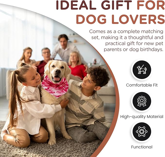 No Pull Harness and Leash Set - 6-in-1 Adjustable Vest Harness and Collars for Medium and Large Dogs. (Military Pink, Small)