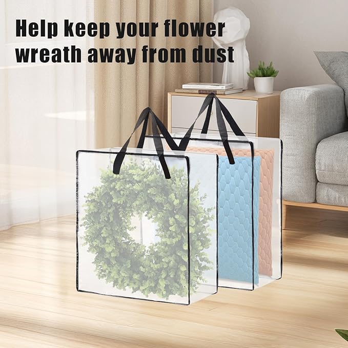 Wreath Storage Bag 2-Pack, 26 Inches 95 L Wreath Storage Container for Home Storage, Storage Bag for Spring Summer Christmas Wreath Decorations or Clothing Blanket Comforters Bed Sheets Pillows