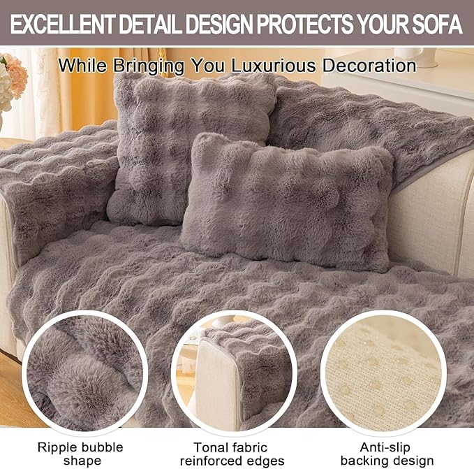 Couch Covers For Dogs,Funny Fuzzy Pet Couch Cover,Plush Solid Colour Non-Slip Couch Cover,Big Dog Bed Blanket, Washable Soft Plush Throw Protector For Bed Couch Car Sofa (35.43x47.24in, Dark Grey)