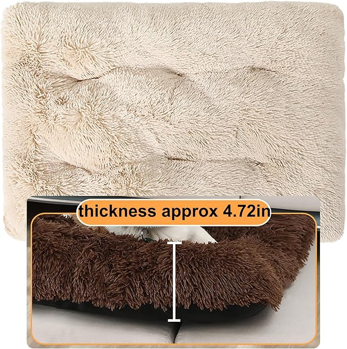 Dog Crate Mat, Dog Bed for Large Dogs, Comfy Fluffy Kennel Pad Anti-Slip for Dog beds & Furniture, Quilted Dog Bed for Pets for Medium/Small Dogs Cats (Color : Brown 2, Size : 16.9x11)